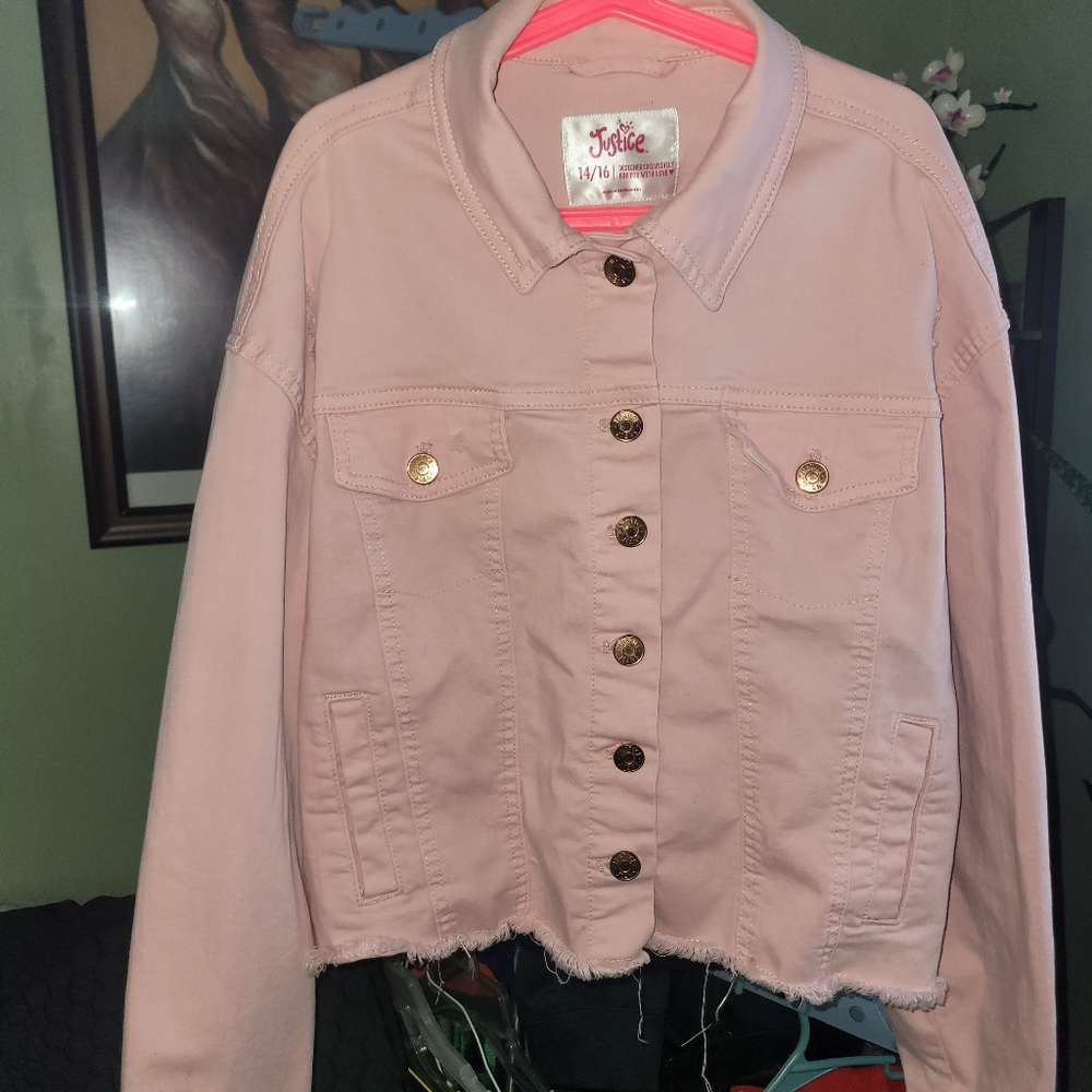 Justice Girl PINK Button-Up Jean Jacket